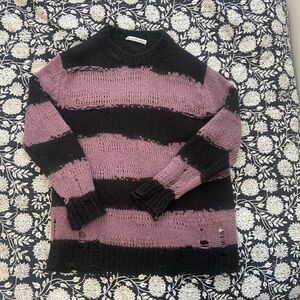 Acne Black and Purple Knit Sweater